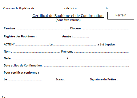 Certificat de Baptême