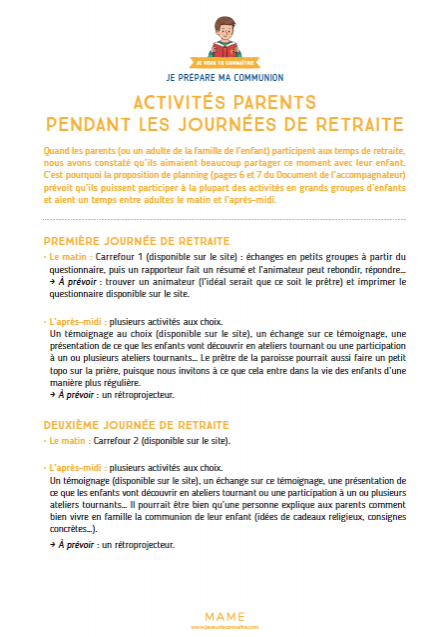 Activités journées de retraite