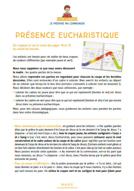 Atelier LA PRÉSENCE EUCHARISTIQUE