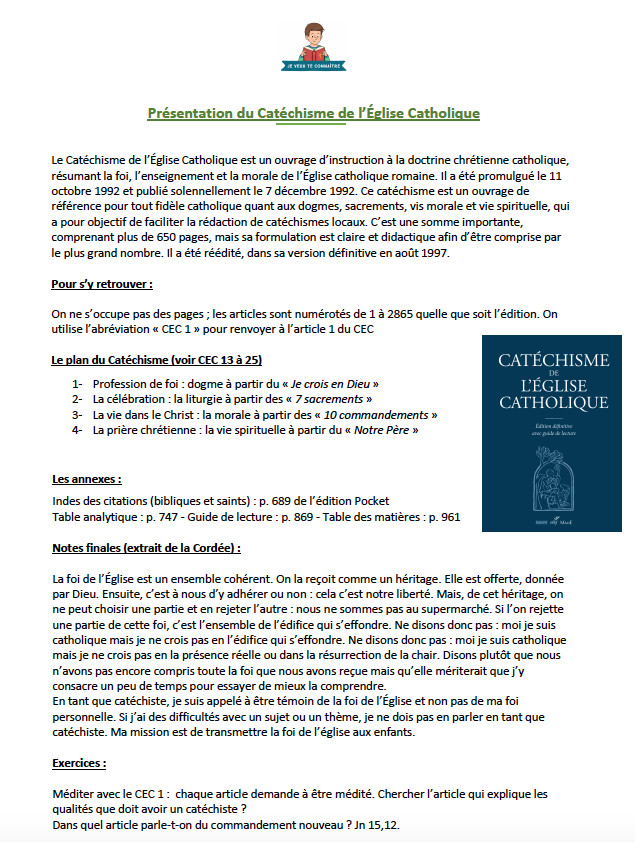 Présentation du Catéchisme de l'Église Catholique (CEC)